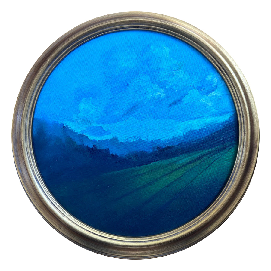 Window to the Future — Original Oil Painting — 14 in Framed Diameter