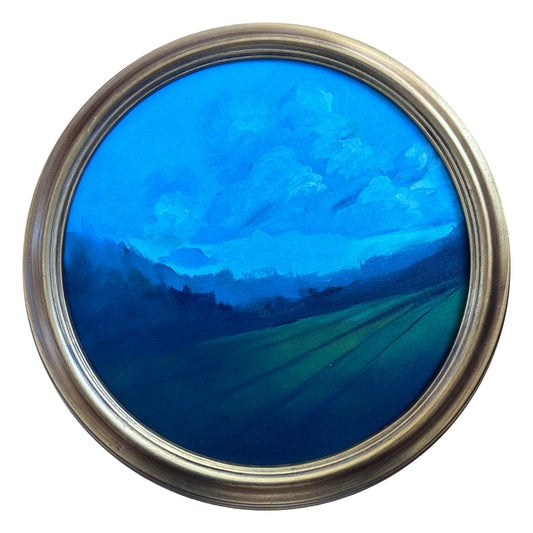 Window to the Future — Original Oil Painting — 14 in Framed Diameter