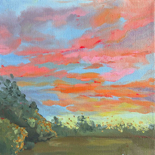 Glowing Green (Gilded) — Original Oil Painting — 8 × 8 in