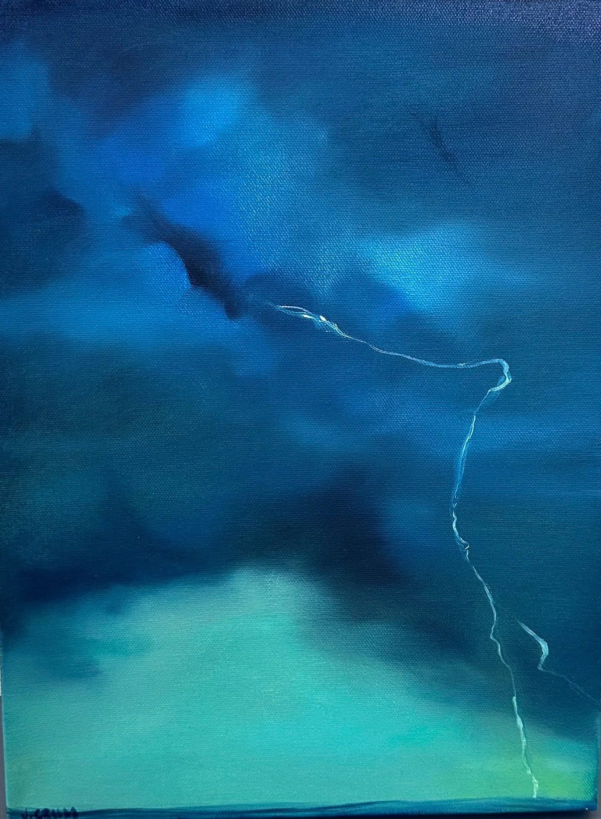 Striking Jade — Original Oil Painting — 12 × 16 in